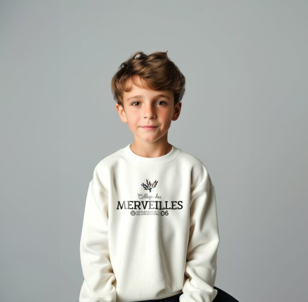 Tenue scolaire SWEATSHIRT RAYMOND blanc Collège des Merveilles - Boutique Fil Roug