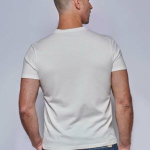 Le tee shirt ajusté col V en coton bio, très doux Blanc