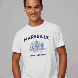 Tee-shirts unisexe Blason de Marseille blanc Made in France - Boutique Fil Rouge