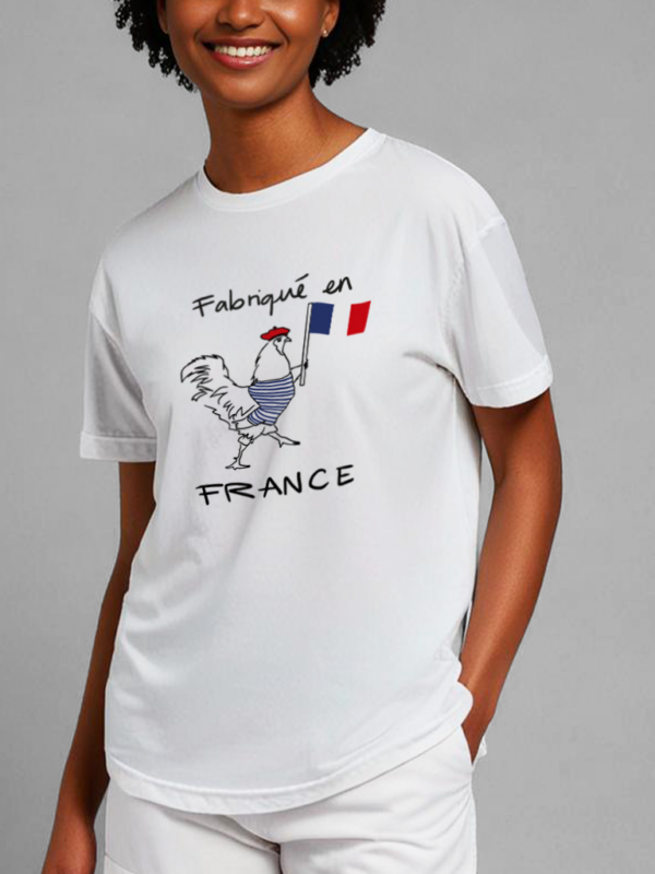 Tee-shirts unisexe Coq français blanc Made in France - Boutique Fil Rouge